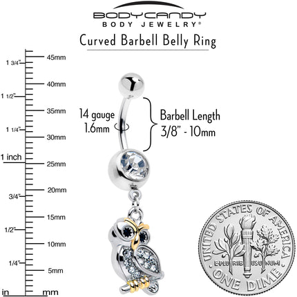 Clear Gem Evening Owl Dangle Belly Ring