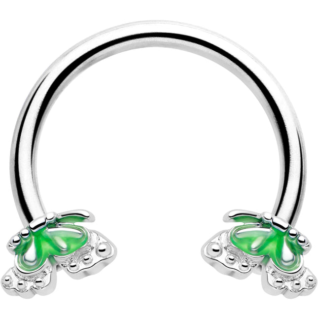 16G 3/8 Butterfly Green Splash Horseshoe Circular Barbell