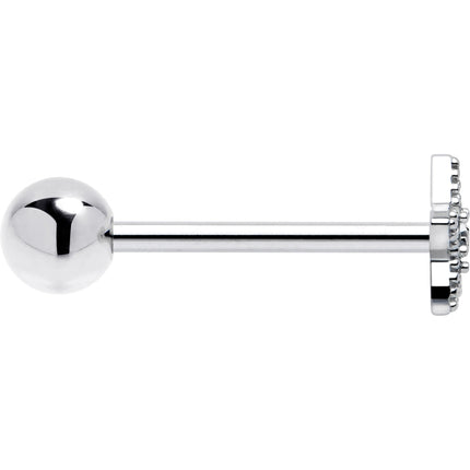 Clear Gem Star Texture Barbell Tongue Ring