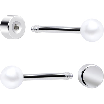20G Clear Gem White Orb Flatback Earring Set of 6