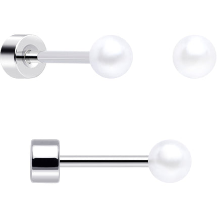 20G Clear Gem White Orb Flatback Earring Set of 6