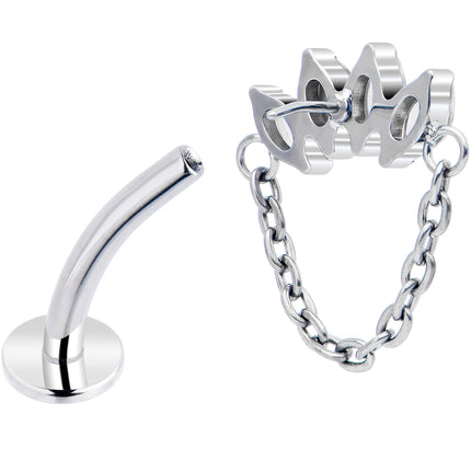 Gem Chain Dangle Titanium Push In Threadless Floating Belly Ring