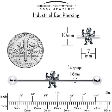 14G Two Tone Halloween Mummy Industrial Barbell 38mm