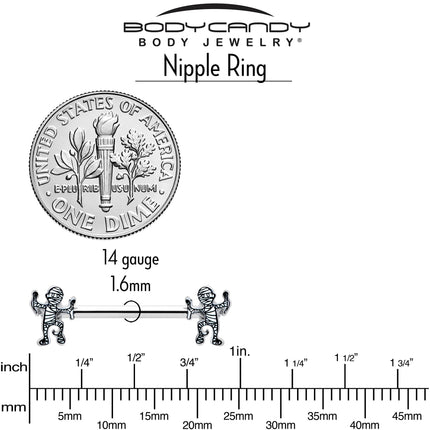 14G 9/16 Two Tone Halloween Mummy Barbell Nipple Ring Set