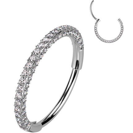 18G Implant Grade Titanium Triple Sided Micro Gem Hinged Nose Hoop