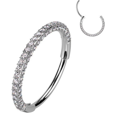 18G Implant Grade Titanium Triple Sided Micro Gem Hinged Nose Hoop