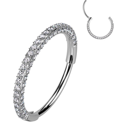 18G Implant Grade Titanium Triple Sided Micro Gem Hinged Nose Hoop