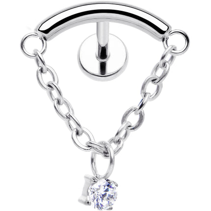 18G 5/16 CZ Gem Titanium Threadless Dangle Hidden Helix Earring