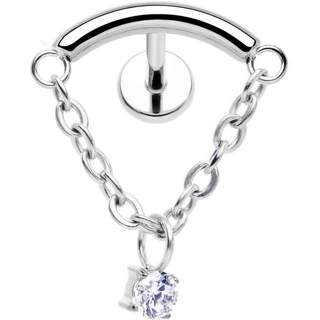 18G 5/16 CZ Gem Titanium Threadless Dangle Hidden Helix Earring