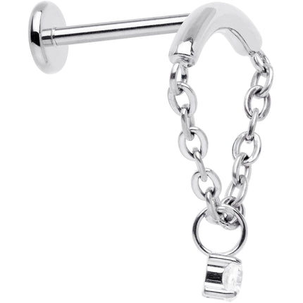 18G 5/16 CZ Gem Titanium Threadless Dangle Hidden Helix Earring