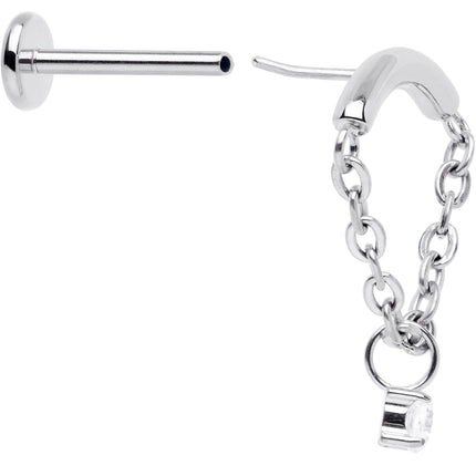 18G 5/16 CZ Gem Titanium Threadless Dangle Hidden Helix Earring