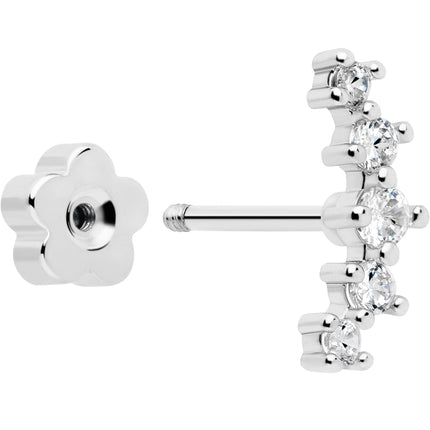 20G CZ Gem Ball Arch Butterfly Reversible Flower Flat Back Earring Set of 6