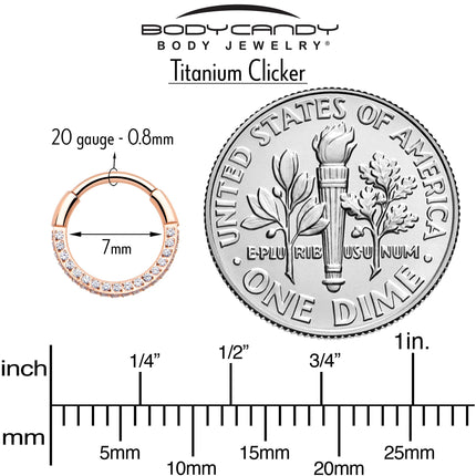 20G Rose Gold PVD Implant Grade Titanium Triple Sided Micro Gem Hinged Nose Hoop