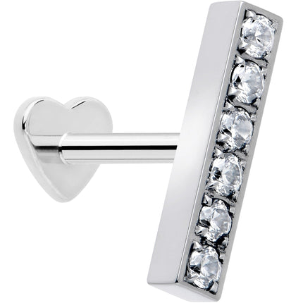 18G 1/4 Clear Gem Implant Grade Titanium Threadless Bar Reversible Flatback Stud