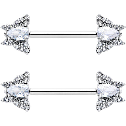 14G 9/16 Style Butterfly Threadless Nipple Ring Set