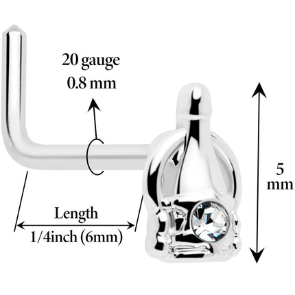 20G 7mm Clear Gem Champagne Dreams L Shape Nose Ring
