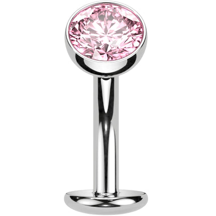 CZ Bezel Gem Titanium Threadless Floating Belly Ring
