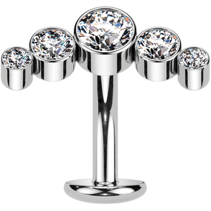 Cubic Zirconia Gem Titanium Curve Threadless Floating Belly Ring