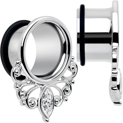 Clear Gem Drop Filigree Single Flare Tunnel Plug Set 6mm to 16mm