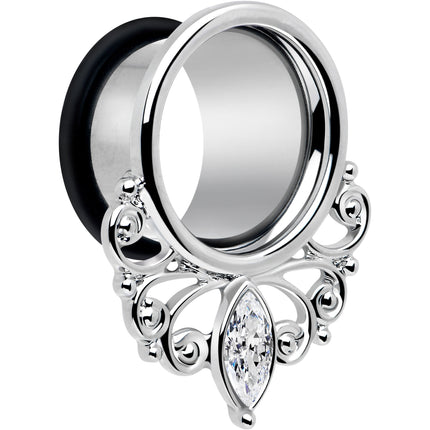 Clear Gem Drop Filigree Single Flare Tunnel Plug Set 6mm to 16mm