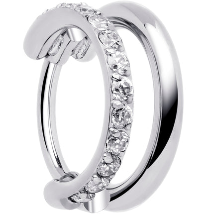 Single Row Micro Gem Implant Grade Titanium Hinged Double Hoop Nose Ring