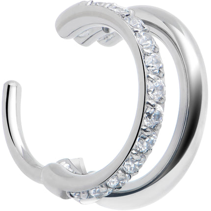 Single Row Micro Gem Implant Grade Titanium Hinged Double Hoop Nose Ring
