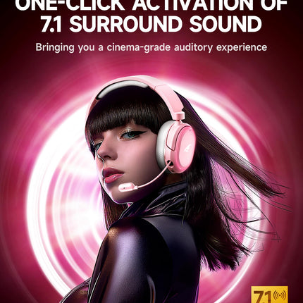 Wireless Gaming Headset, 7.1 Surround Sound, 2.4GHz USB Gaming Headphones with Bluetooth 5.4, 100H Battery, ENC Noise Canceling Mic, RGB Light, Wireless Headset for PC PS5 PS4 Mac Switch (Black-White)