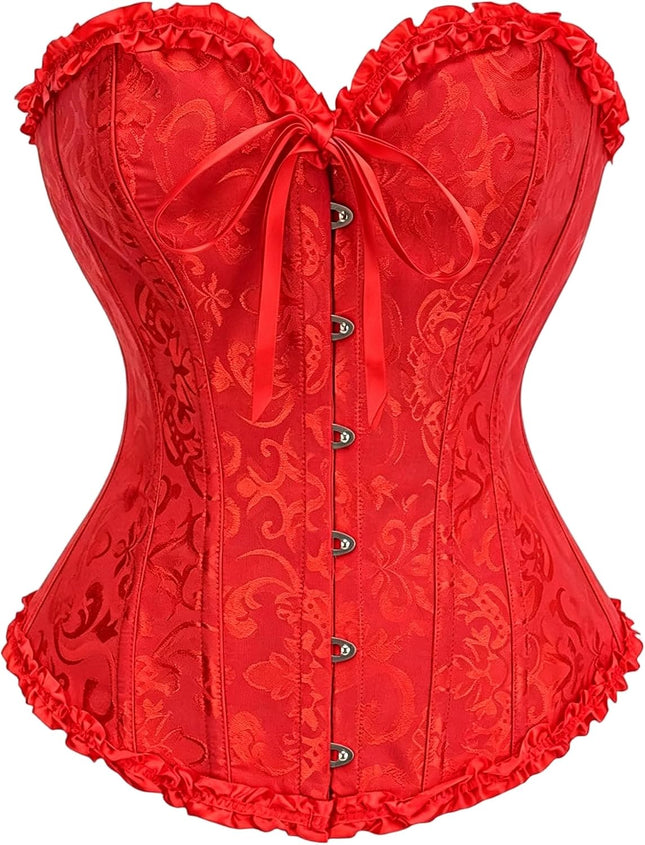 Corset Tops for Women,Lace Bustier Corset Lingerie top,Renaissance Overbust Corset Push Up Bodysuit