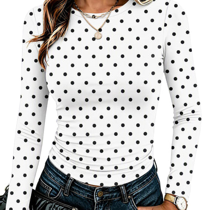 Zeagoo Women Long Sleeve Shirts Slim Fit Going Out Tops Crewneck Basic Tee