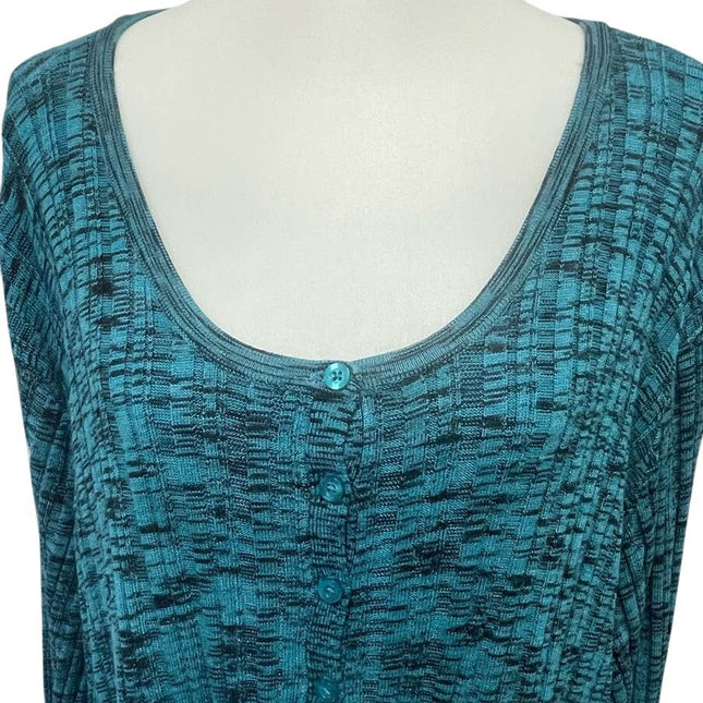 Roaman's Plus Size 34/36 4X Long Sleeve Scoop Neck 1/2 Button Pullover Sweater