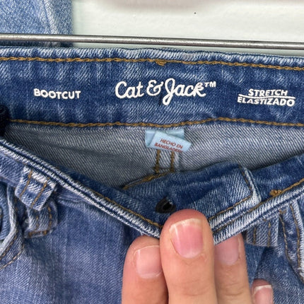 3 New Cat & Jack Girls Size 8 Wide Leg Bootcut Adjustable Waist Denim Blue Jeans