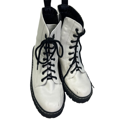 Sincerely Jules Womens Size 9.5 Harley White Leather Lace Up Boots