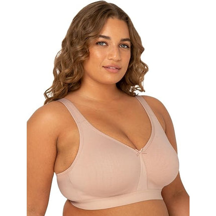 Fruit of the Loom Women 46D Tan Fit for Me Plus-Size Stretch Cotton Wireless Bra