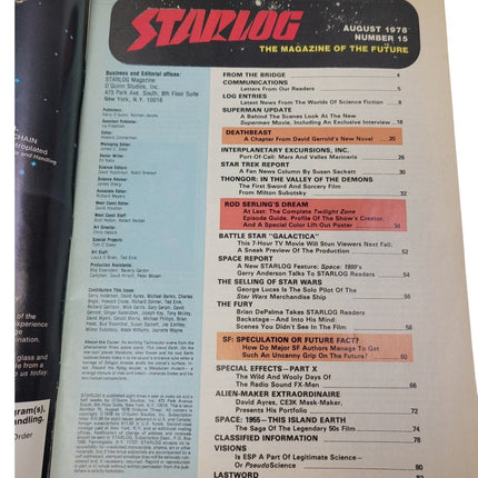 Vintage August 1978 Starlog The Magazine of the Future Number 15 Island Earth