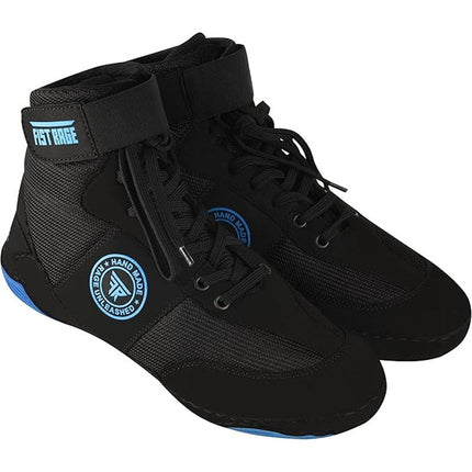 New Fist Rage Mens Size 8 Black Blue Hook Loop Sports Fighting Wrestling Shoes