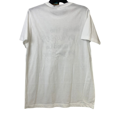 New Hand Printed Womens Medium White Living Prayer Pray PolyCotton Crew Neck Tee
