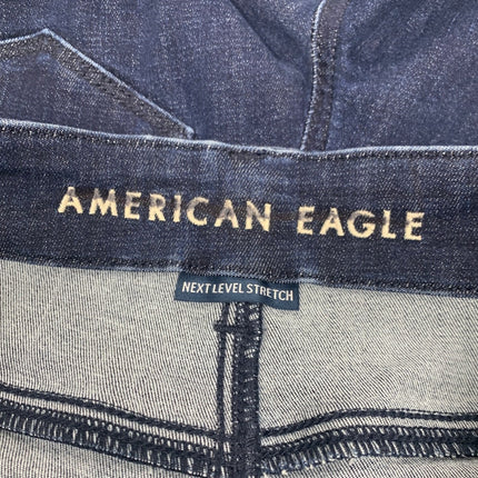 New American Eagle Women Size 4 Super High Rise Flare Dark Ash Denim Blue Jeans