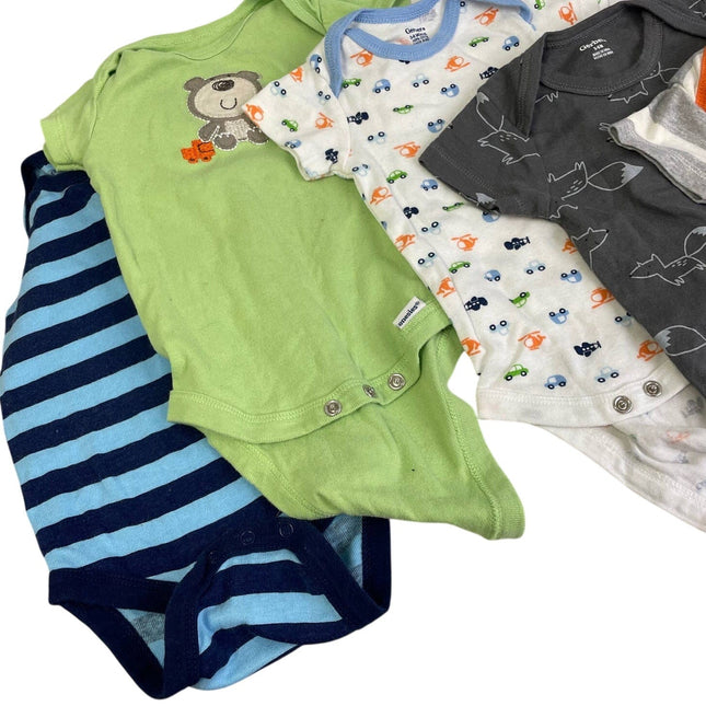 Lot of 7 Baby Boys 3-6 Months Gerber One Piece Short Sleeve Animal Stripes Cars