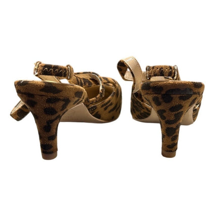 New C.Paravano Women Size 9 Brown Leopard Spot Slingback 2.75" Kitten Heel Shoes