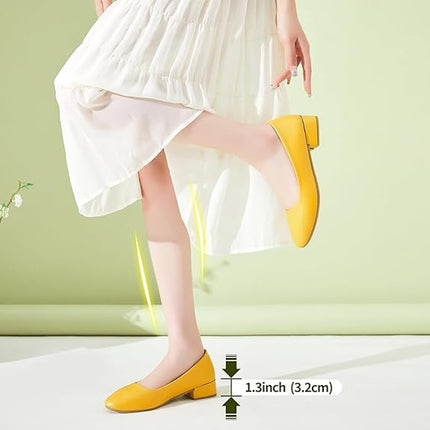 Hash Bubbie Womens Size 5 Yellow 1.5" Block Heel Closed Toe Slip On Shoes