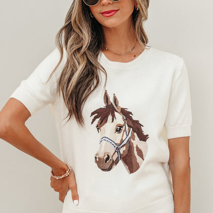 Regina Printed Short Sleeve Sweater