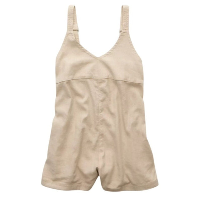 New American Eagle Womens Medium Linen Blend Baggy Short Overall Shortalls