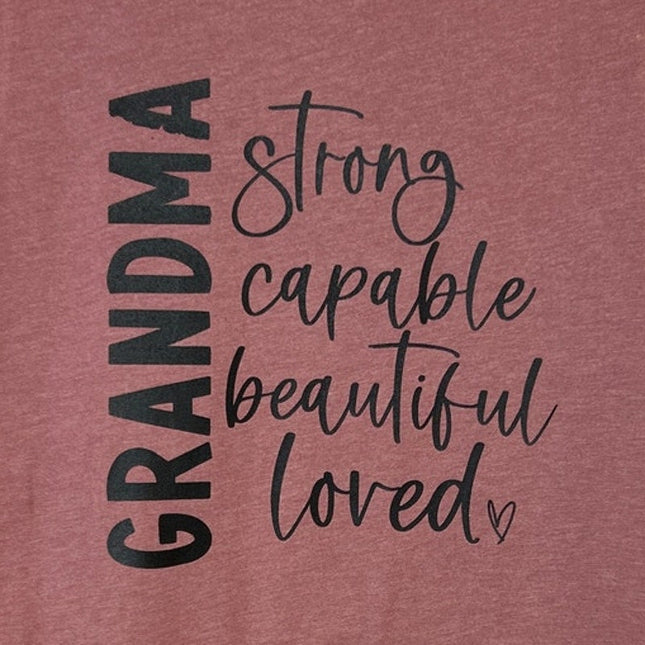 New Hand Printed Womens XS Grandma Strong Capable Loved Short Sleeve T Shirt