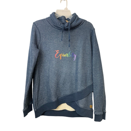 Upcycled Hand Printed Womens Large Equality Rainbow Pride Cross Front Sweatshirt