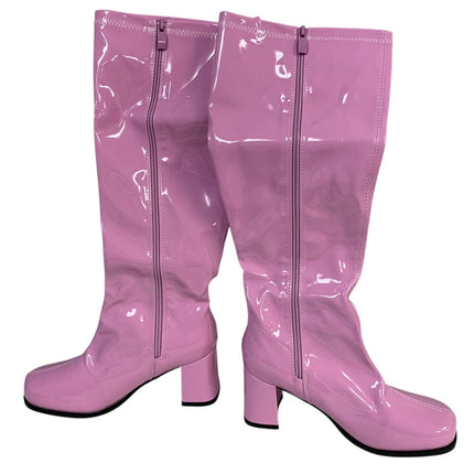 Heiyom Womens Size 6.5 Pink 2.5" Heel Knee High Boots Round Toe Side Zip Shoes