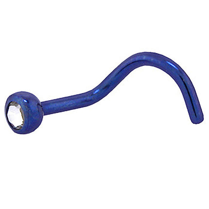 Grade 23 Titanium Dark Blue Crystalline Gem Nose Ring