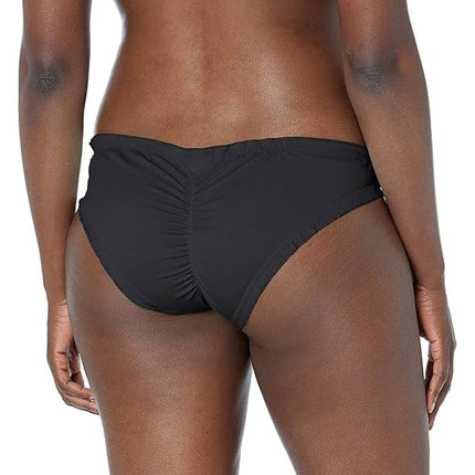 New Smart & Sexy Women's Large Black Ruffled Rushed Back Bikini Bottoms ONLY