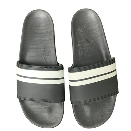 Quiksilver Mens Size 13 Black Striped Slides Slip On Sandal Open Round Toe Shoes