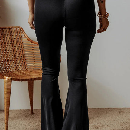 Dark Grey V Shape High Waist Flared Leggings
