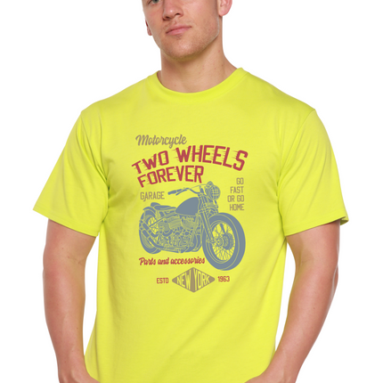 Two Wheels Forever Men's Bamboo Viscose/Organic Cotton Short Sleeve Graphic T-Shirt